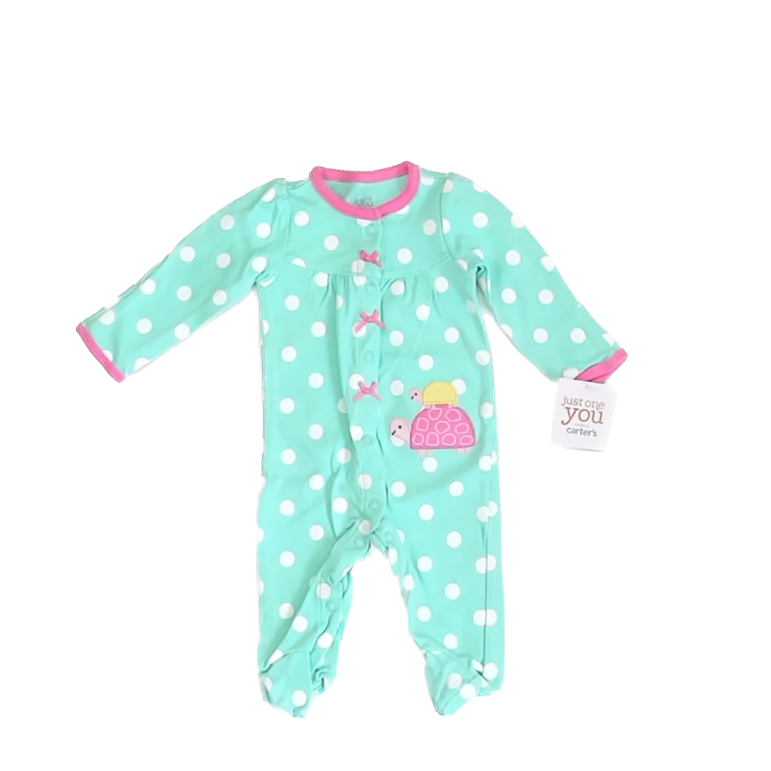 Carter''s Girls Teal | Pink 1-piece footed Pajamas Size: Newborn Teal | Pink