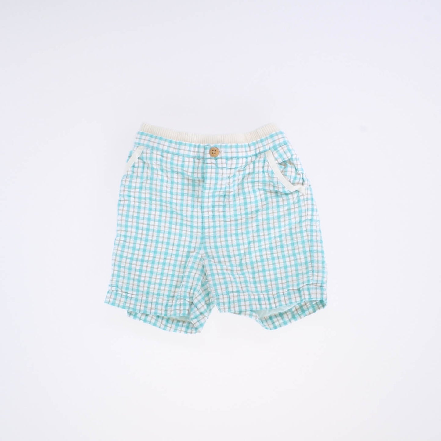 Janie and Jack Boys Teal | Plaid Shorts Size: 3-6 Months Teal | Plaid