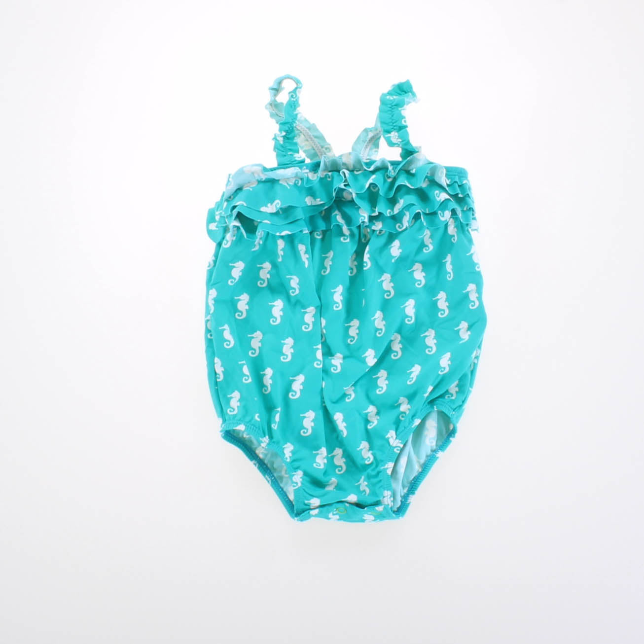 Hatley Girls Teal Seahorse 1-piece Swimsuit Size: 3-6 Months Teal Seahorse