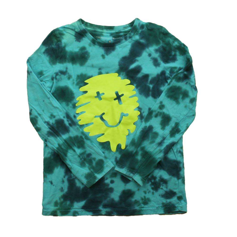 Rockets of Awesome Boys Teal Tie Dye Long Sleeve T-Shirt Size: 8 Years