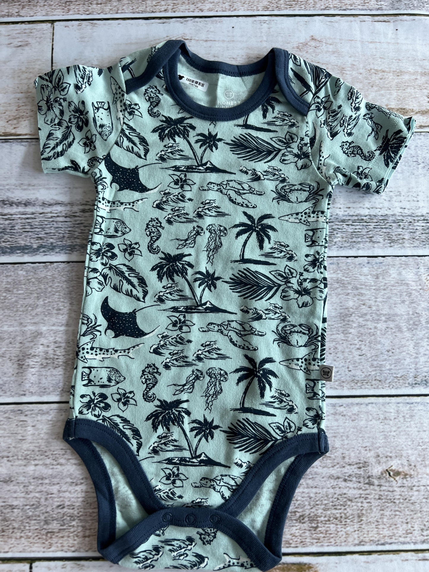 Honest co Boys Teal | Tropical Onesie Size: 18 months Teal | Tropical