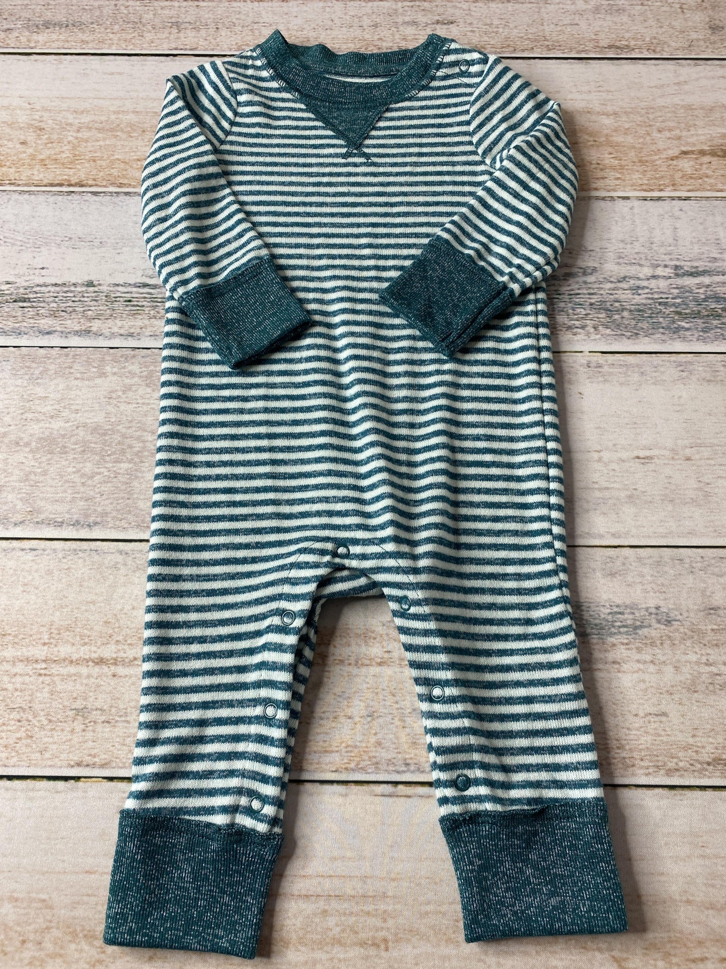 Cat & Jack Unisex Teal | White | Striped Long Sleeve Outfit Size: 6-9 months Teal | White | Striped