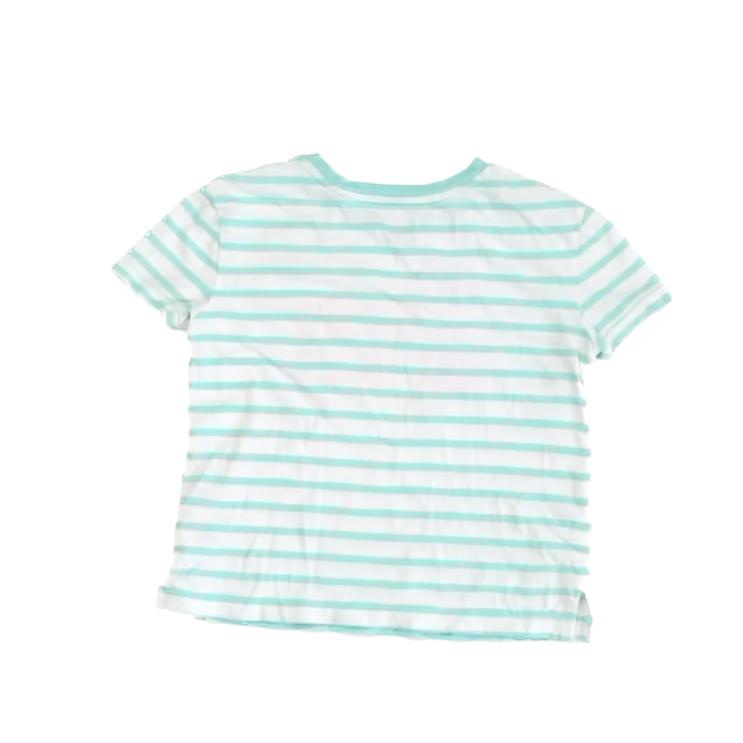 Gap Girls Teal | White Stripes | Graphic T-Shirt Size: M Teal | White Stripes | Graphic