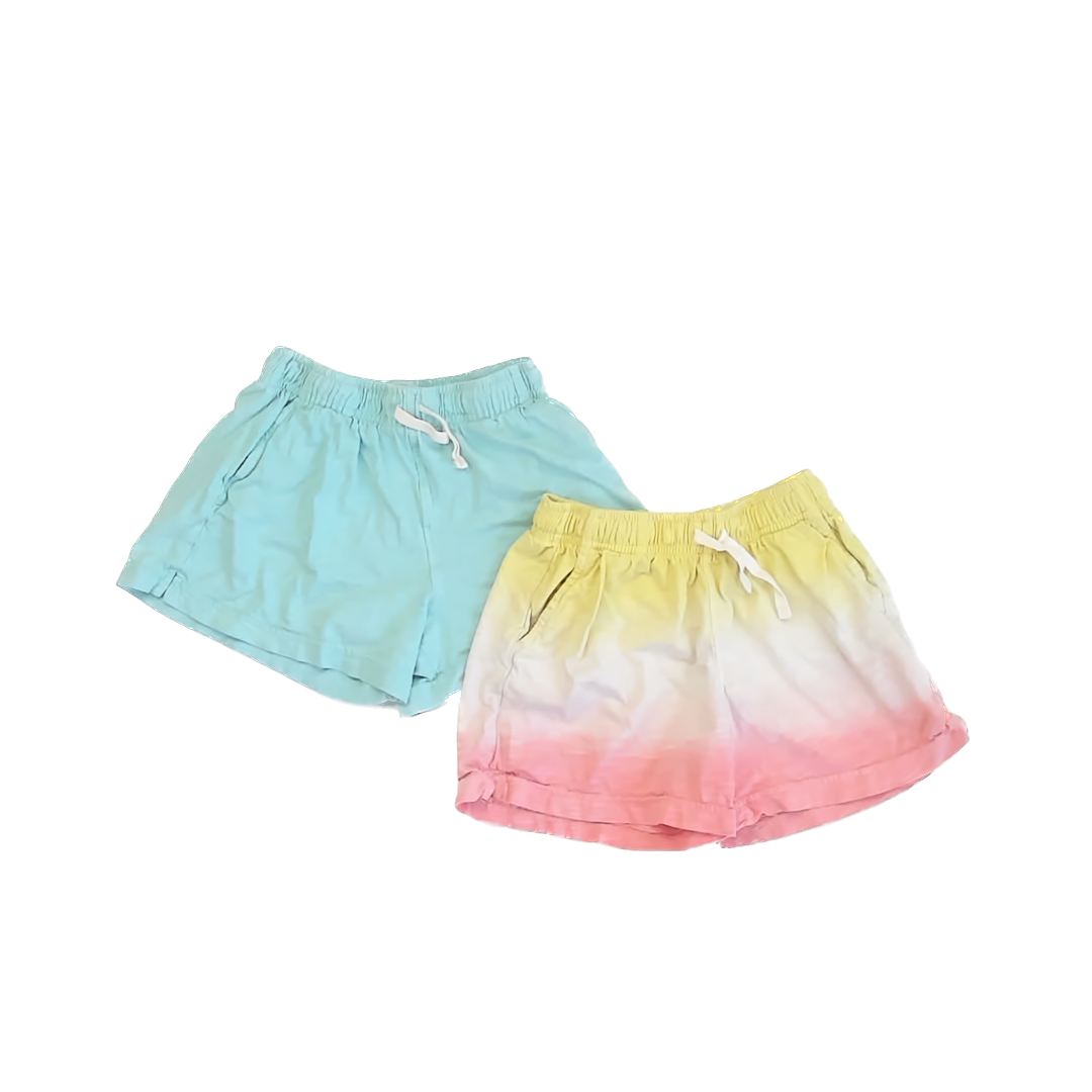 Primary Girls Teal | Yellow Pink Ombre Shorts Size: 6-7 Years Teal | Yellow Pink Ombre
