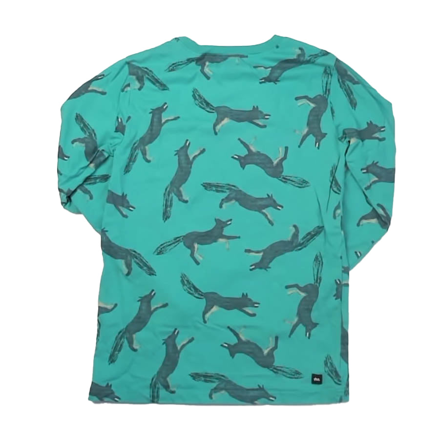 Tea Collection Boys Turquoise Coyote Long Sleeve T-Shirt Size: 12 Years Turquoise Coyote