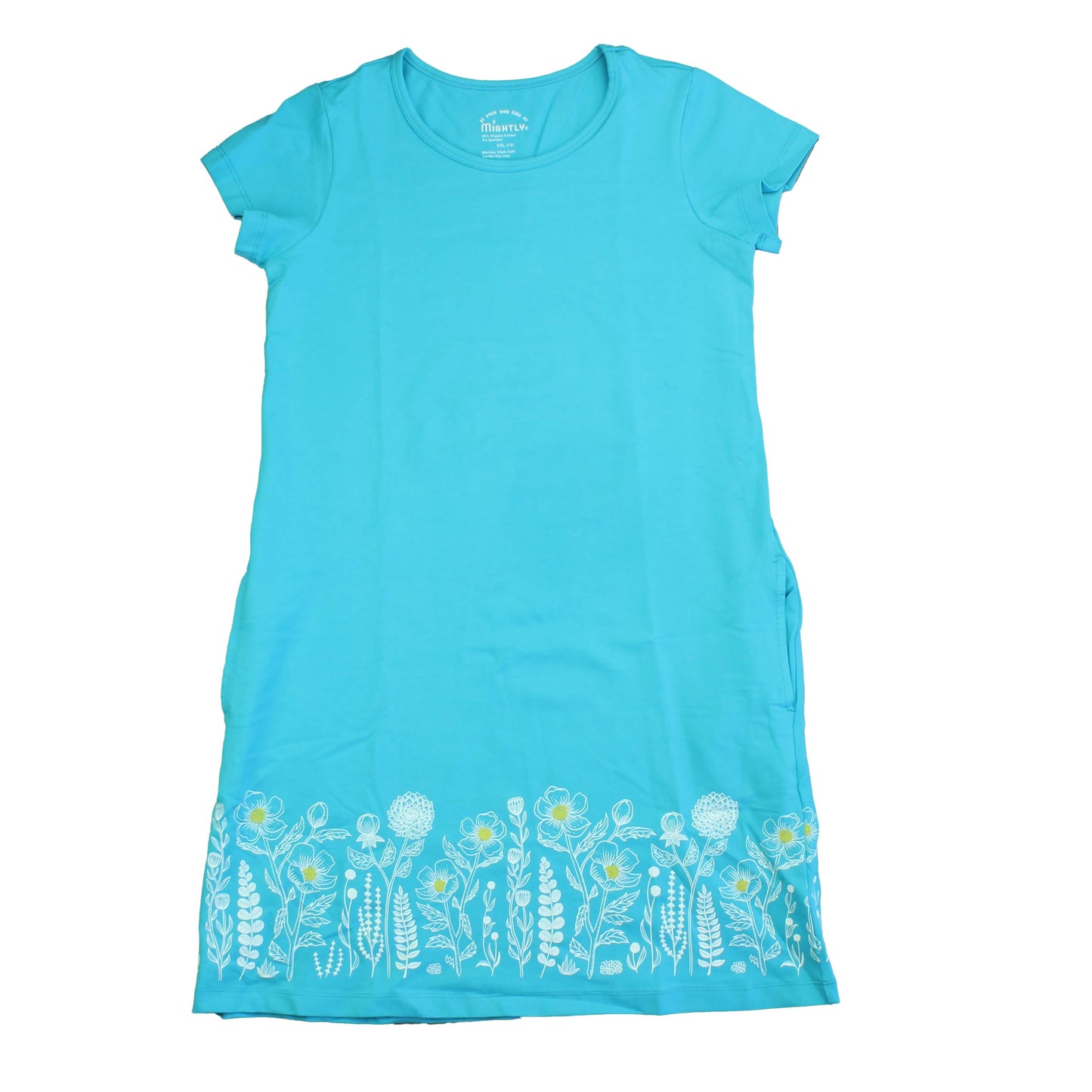 Mightly Girls Turquoise Floral Dress Size: 2-5T Turquoise Floral