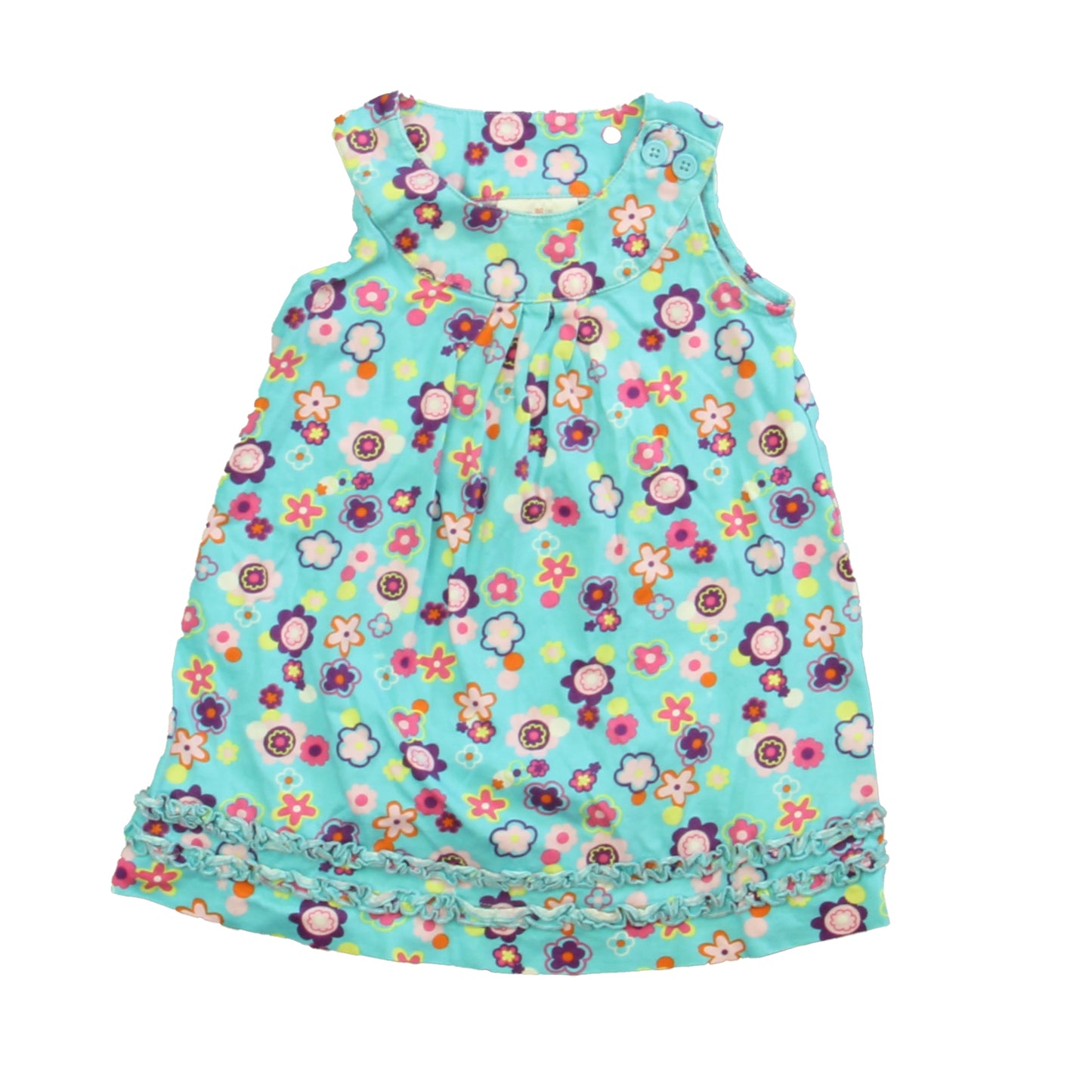 Hanna Andersson Girls Turquoise Floral Dress Size: 2T Turquoise Floral