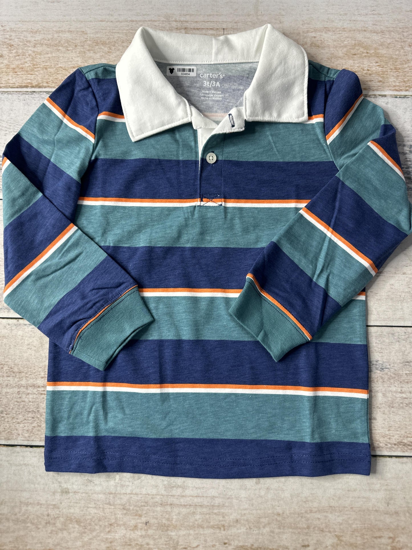 Carters Boys Turquoise | Navy Blue | White | orange Polo Shirt Size: 3T Turquoise | Navy Blue | White | orange