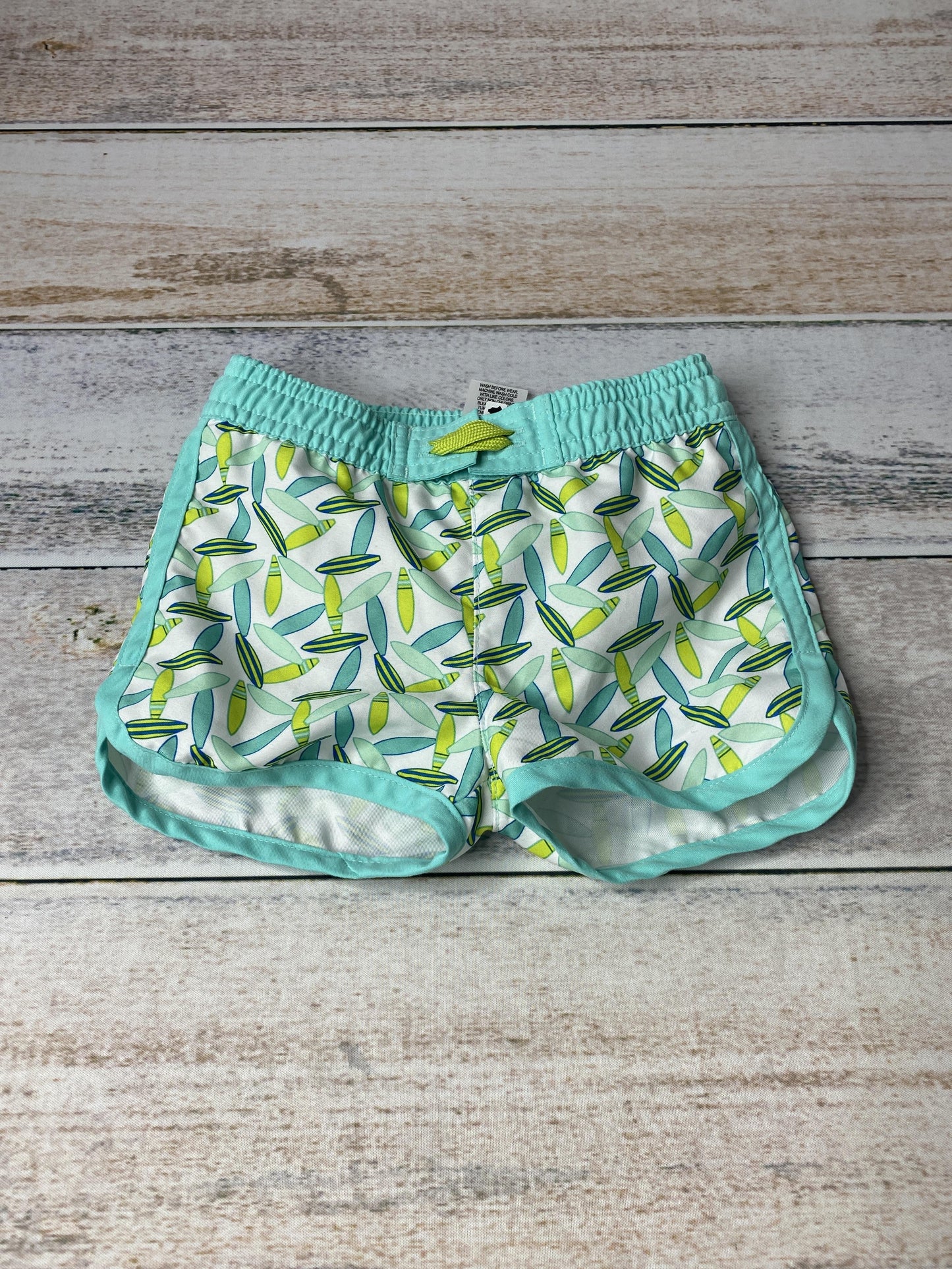 Boys Turquoise | Neon Yellow | Surf Boards Trunks Size: 3-6 months Turquoise | Neon Yellow | Surf Boards