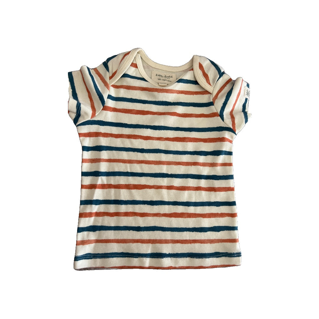 Little Lentil Unisex Turquoise | orange | cream | Stripe T-Shirt Size: 12-18 months Turquoise | orange | cream | Stripe