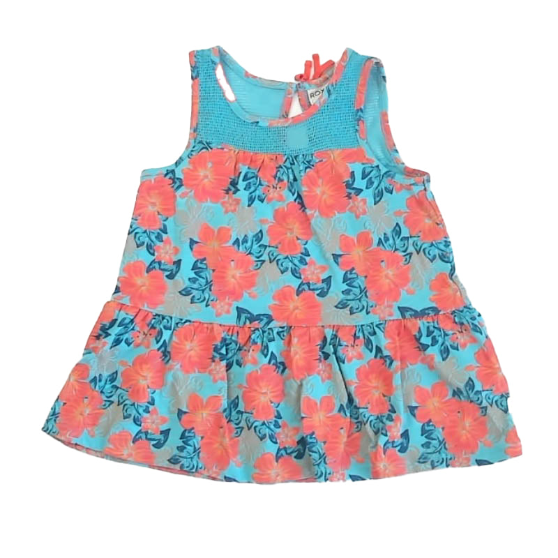 Roxy Girls Turquoise | Orange Floral Tank Top Size: 6 Years Turquoise | Orange Floral