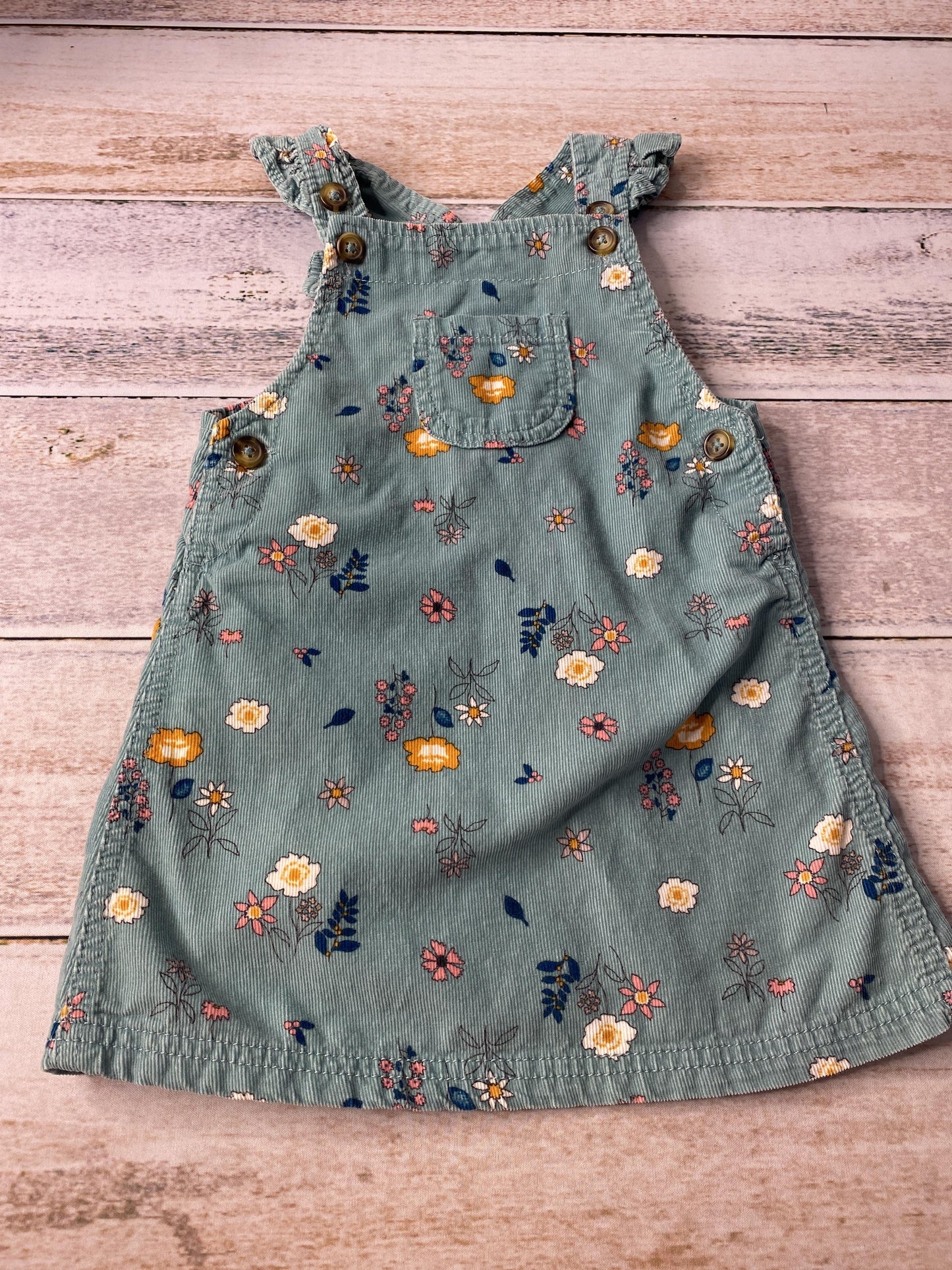 Carters Girls Turquoise | Pink floral Dress Size: 18 months Turquoise | Pink floral