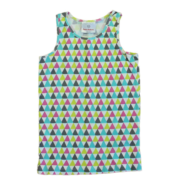 Hanna Andersson Girls Turquoise | Pink | Yellow Triangles Tank Top Size: 6 Years