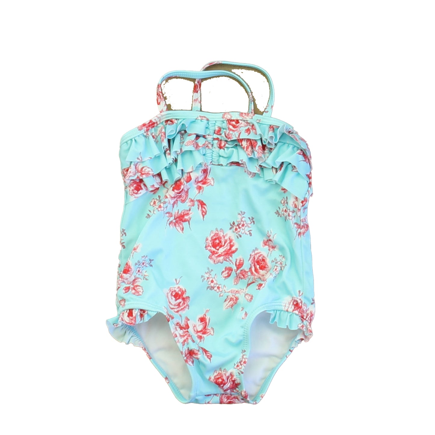 Janie and Jack Girls Turquoise | Red 1-piece Swimsuit Size: 18-24 Months Turquoise | Red