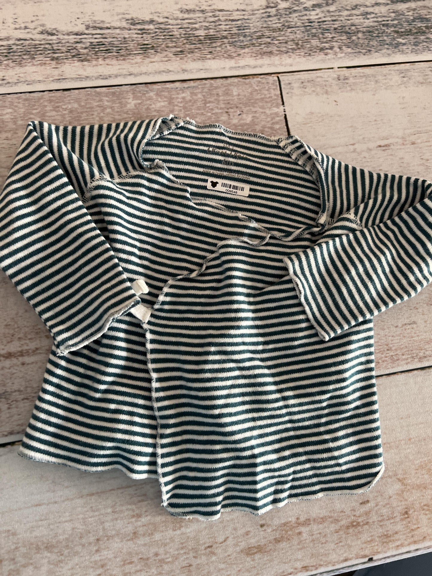 Oliver & Rain Unisex Turquoise | White | Stripe Shirt Size: 6 months Turquoise | White | Stripe