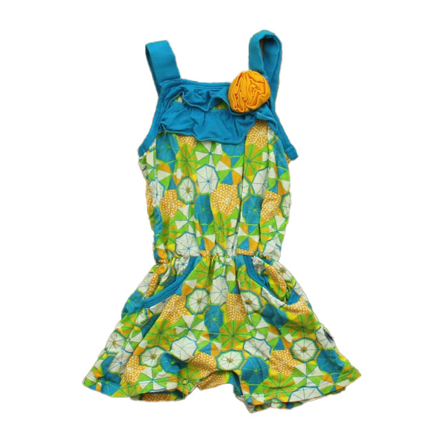 Kickee Pants Girls Turquoise | Yellow Romper Size: 18-24 Months Turquoise | Yellow