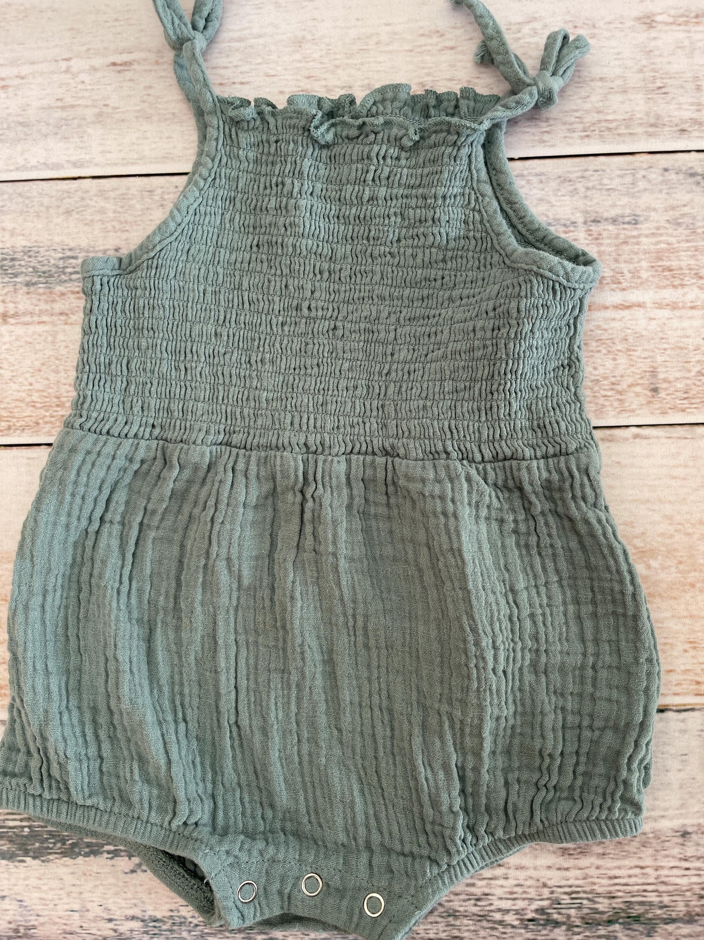 Grayson mini Girls Turquoise Romper Size: 12 months Turquoise