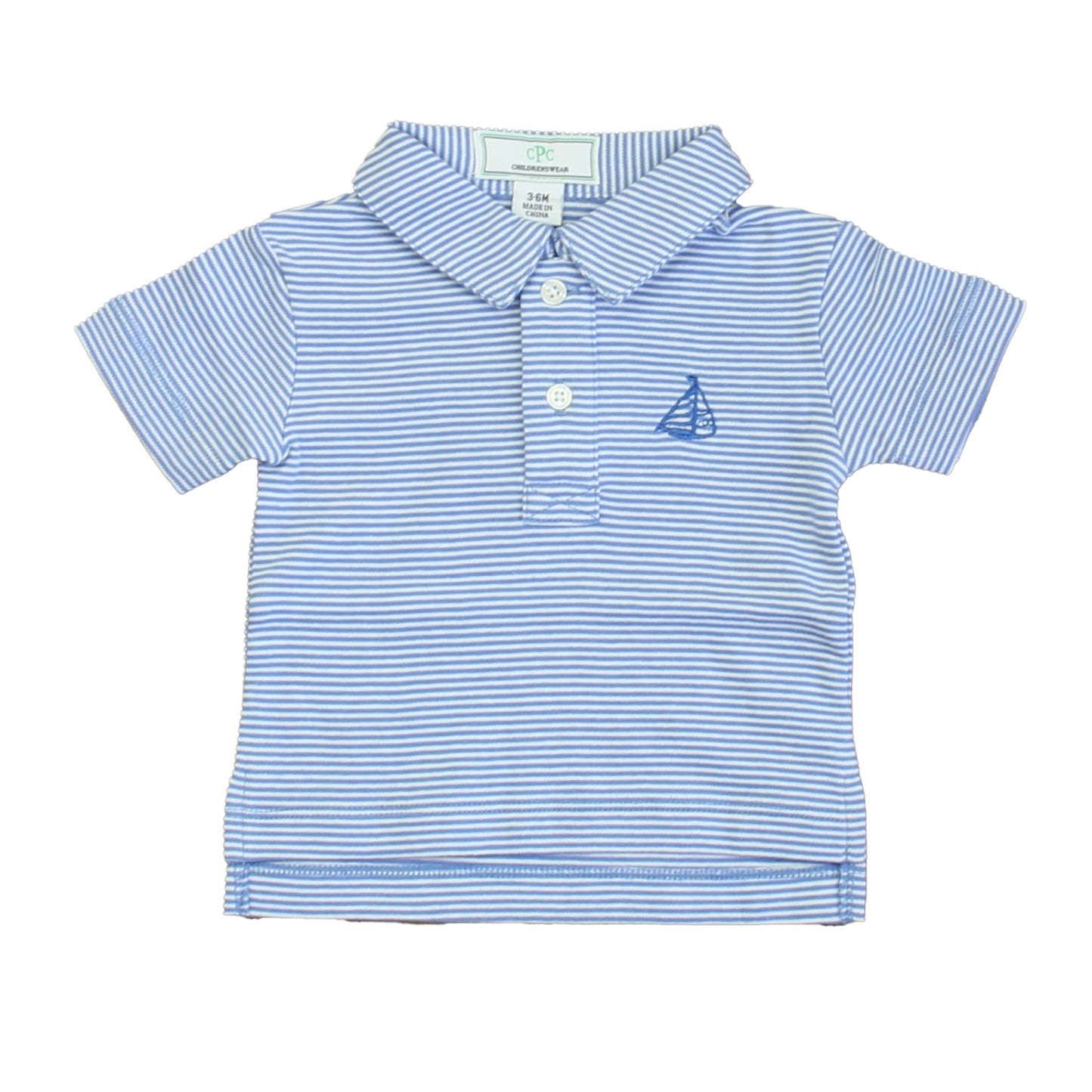 Classic Prep Boys Ultra Marine | White Stripe Polo Shirt Size: 0-6 Months Ultra Marine | White Stripe