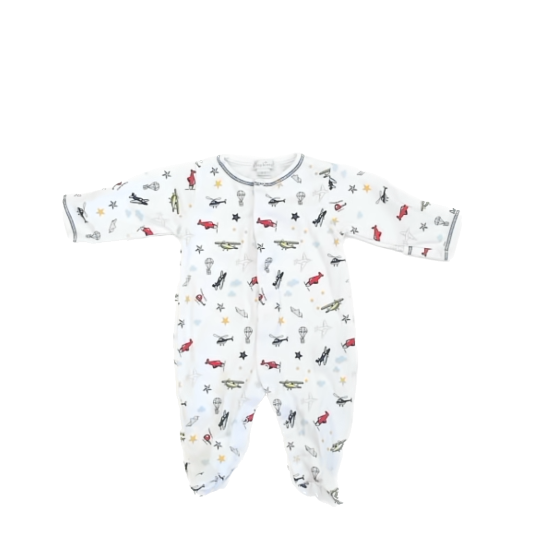 Kissy Kissy Boys White | Airplanes 1-piece footed Pajamas Size: 0-3 Months White | Airplanes