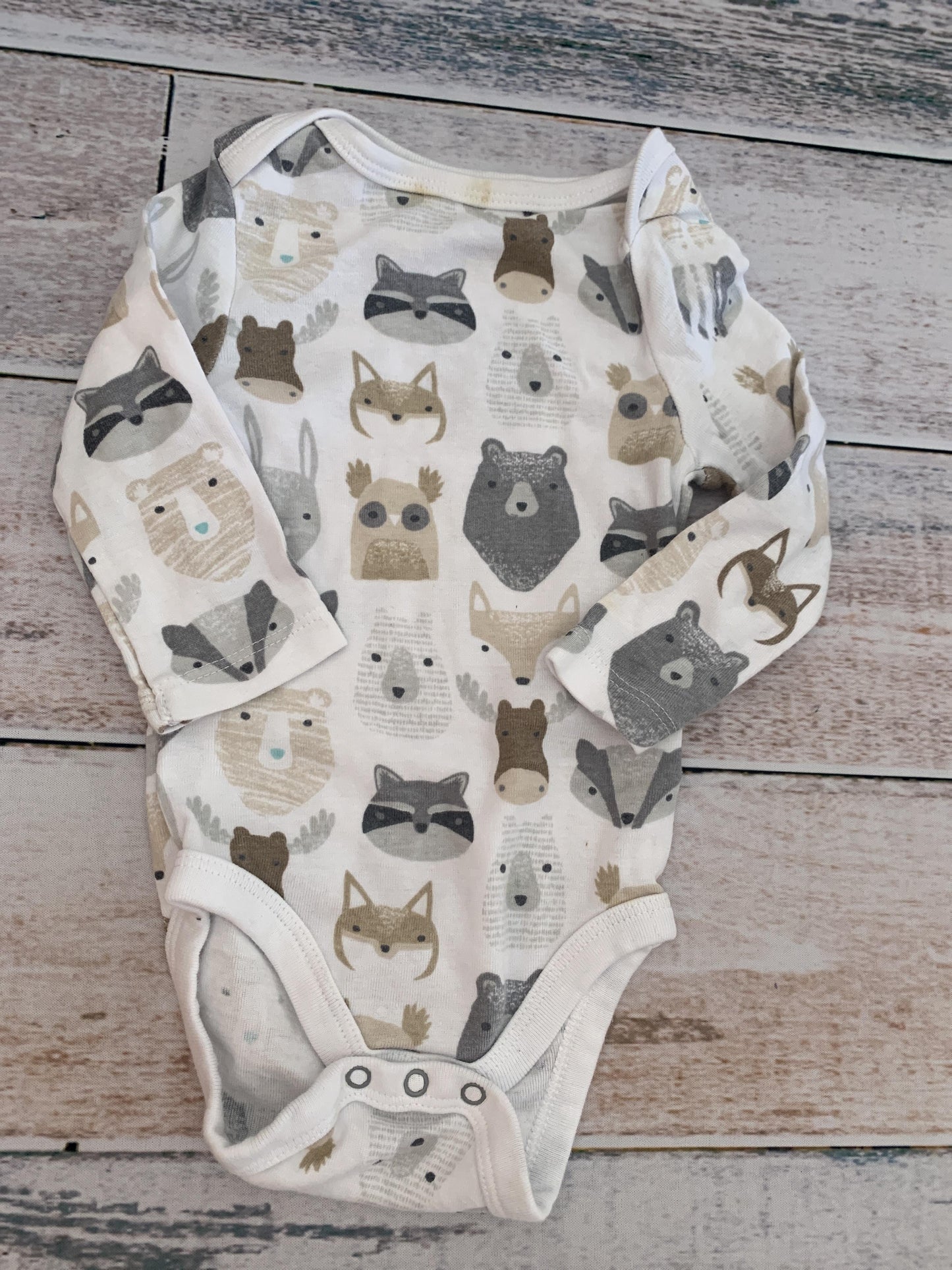 Cloud Island Unisex White | animals | Brown | Grey Onesie Size: 6-9 months White | animals | Brown | Grey