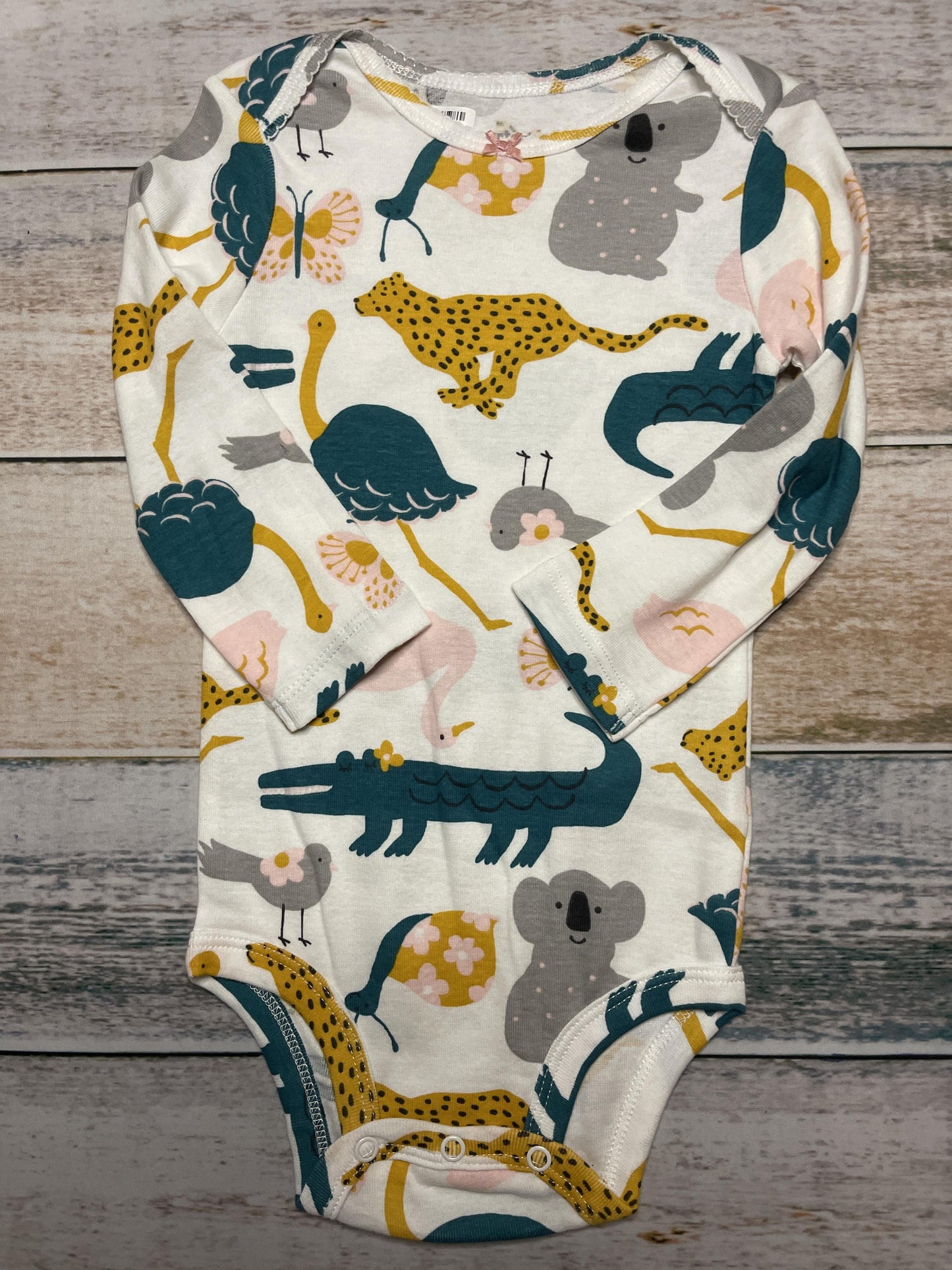 Carters Girls White | animals | Turquoise | Grey | Yellow Onesie Size: 18 months White | animals | Turquoise | Grey | Yellow