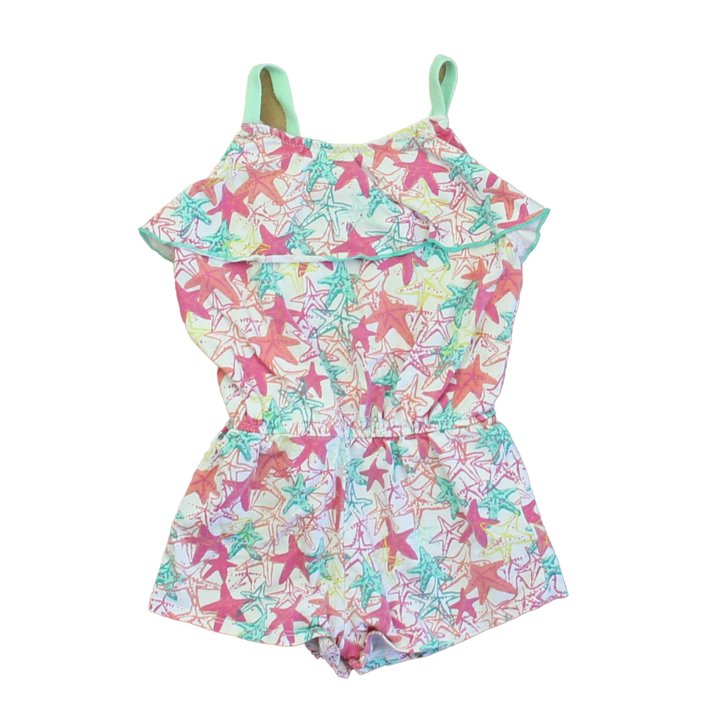 Hatley Girls White | Aqua | Pink Floral Romper Size: 2T White | Aqua | Pink Floral
