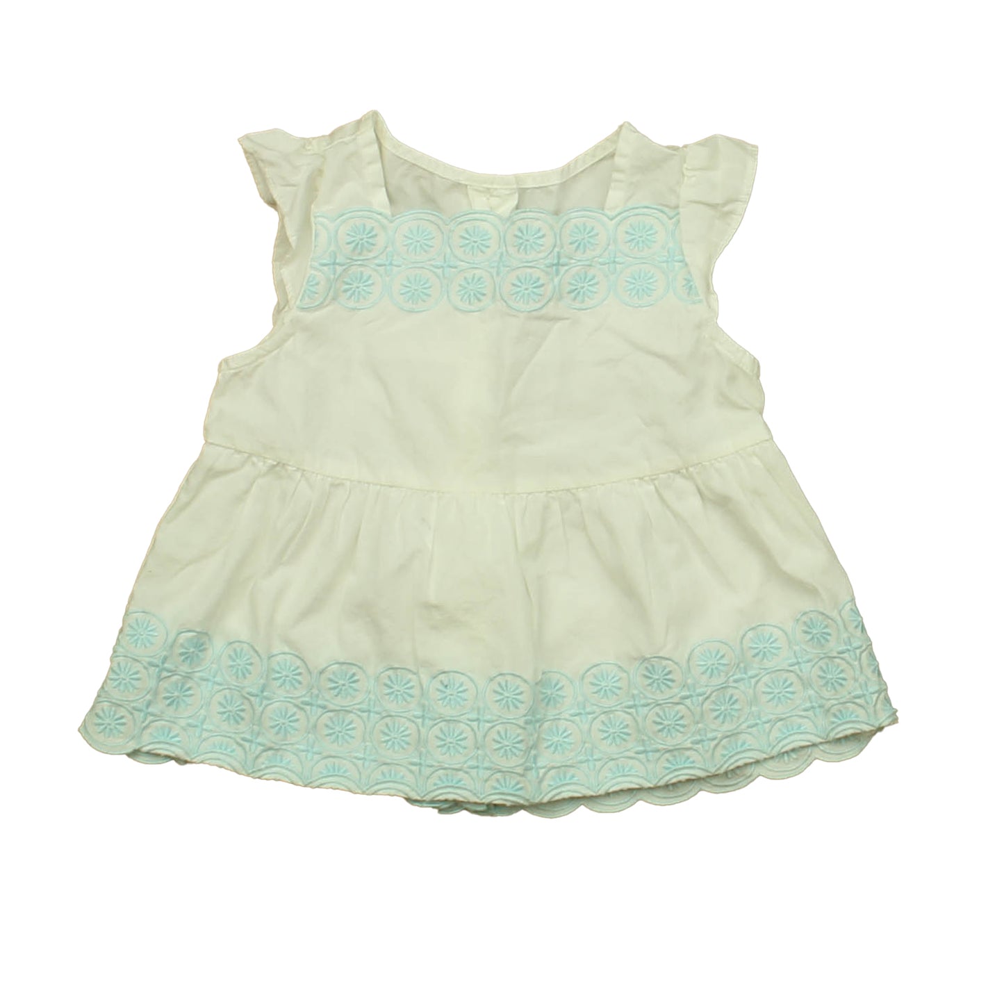Janie and Jack Girls White | Aqua Blouse Size: 12-18 Months White | Aqua