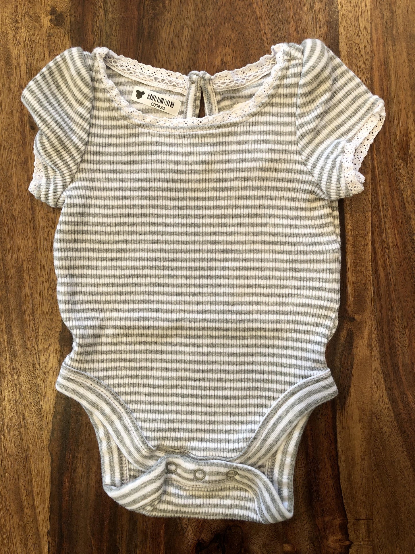 Gap Girls White | Army Green | Striped Onesie Size: Newborn White | Army Green | Striped