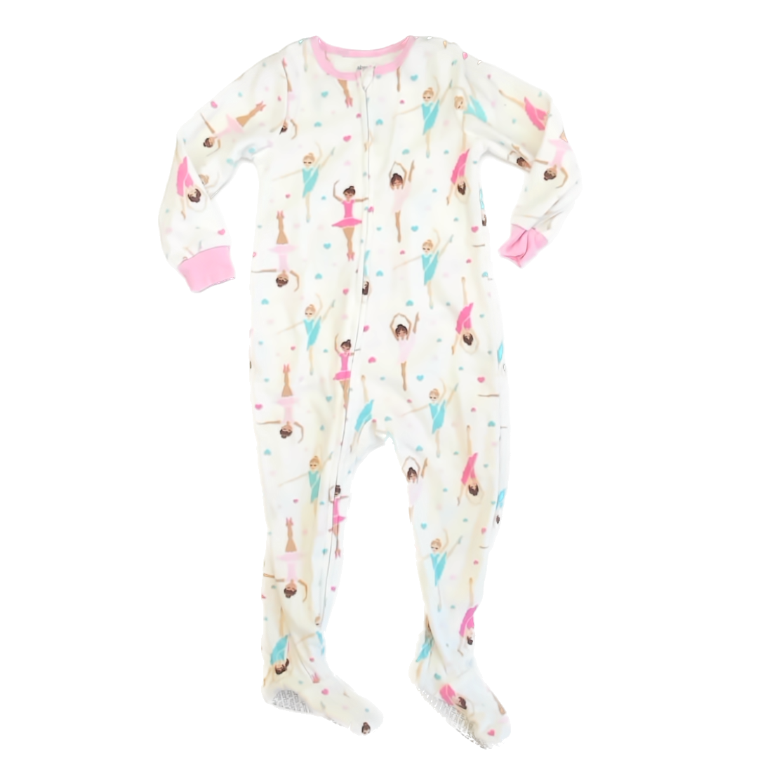 Absorba Girls White Balerinas 1-piece footed Pajamas Size: 4T White Balerinas