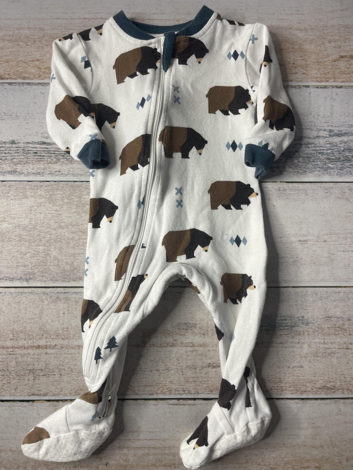 zippy jamz Boys White | bears | Brown Pajamas Size: 3-6 months White | bears | Brown