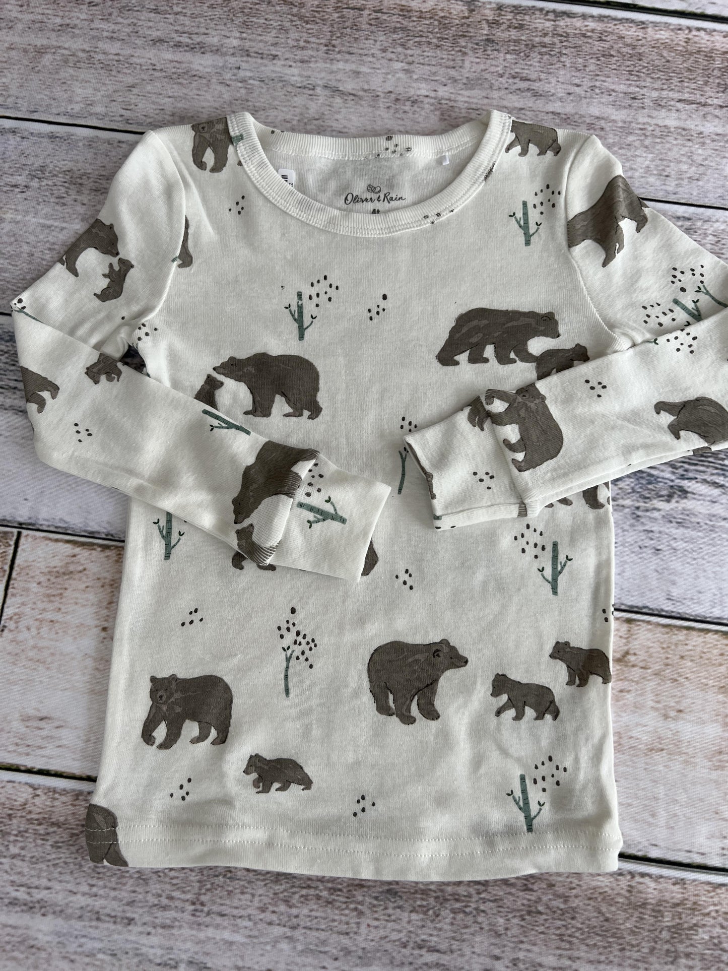 Oliver & Rain Unisex White | bears Pajamas Size: 4T White | bears