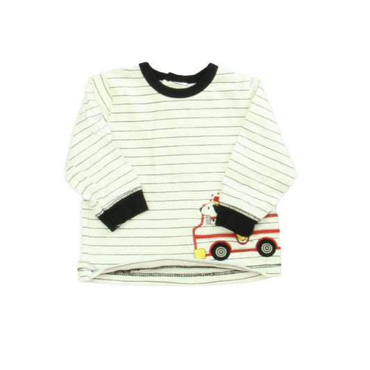 Little Me Boys White | Black | Firetruck Long Sleeve T-Shirt Size: 9 Months White | Black | Firetruck