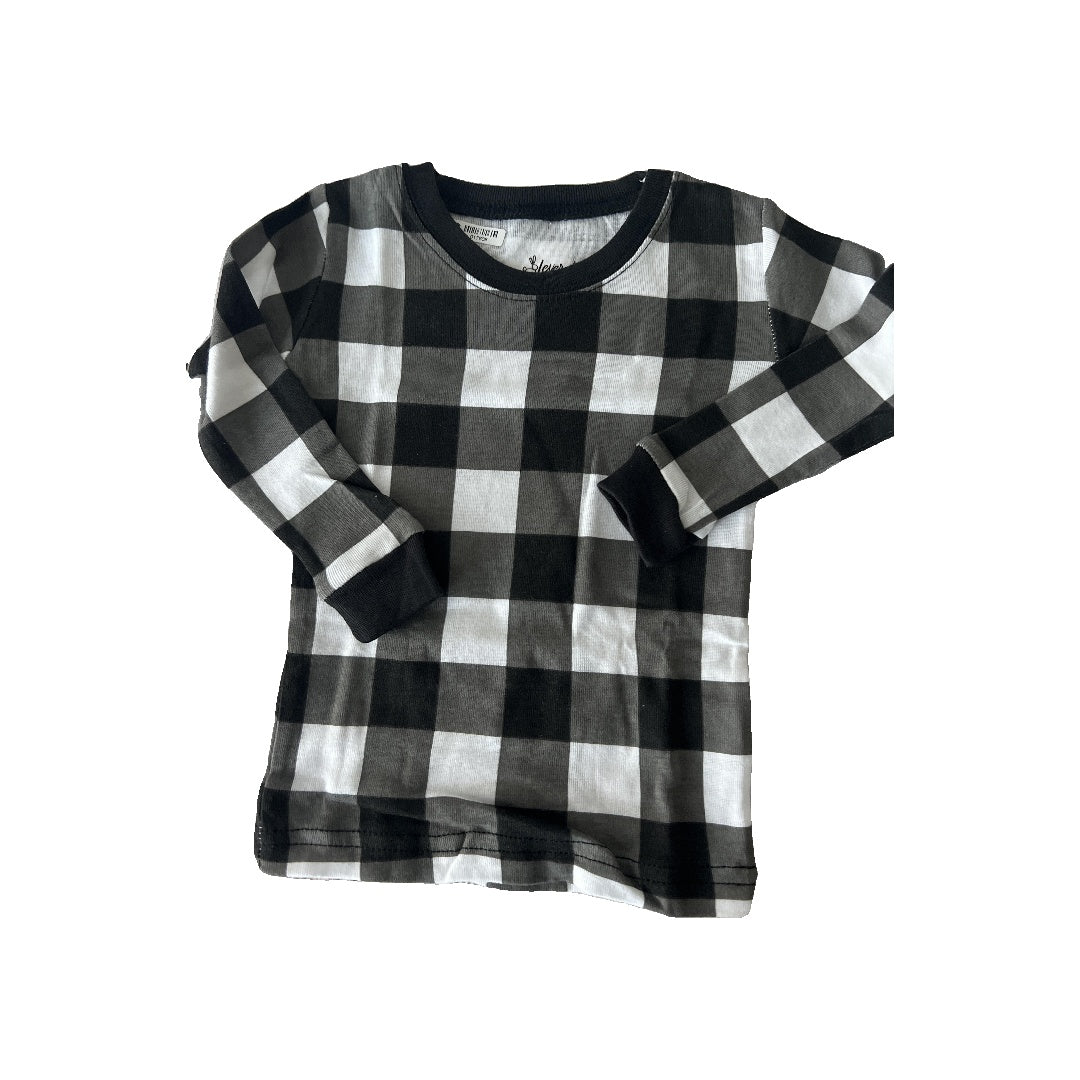Leveret Unisex White | Black | plaid Pajamas Size: 12-18 months White | Black | plaid