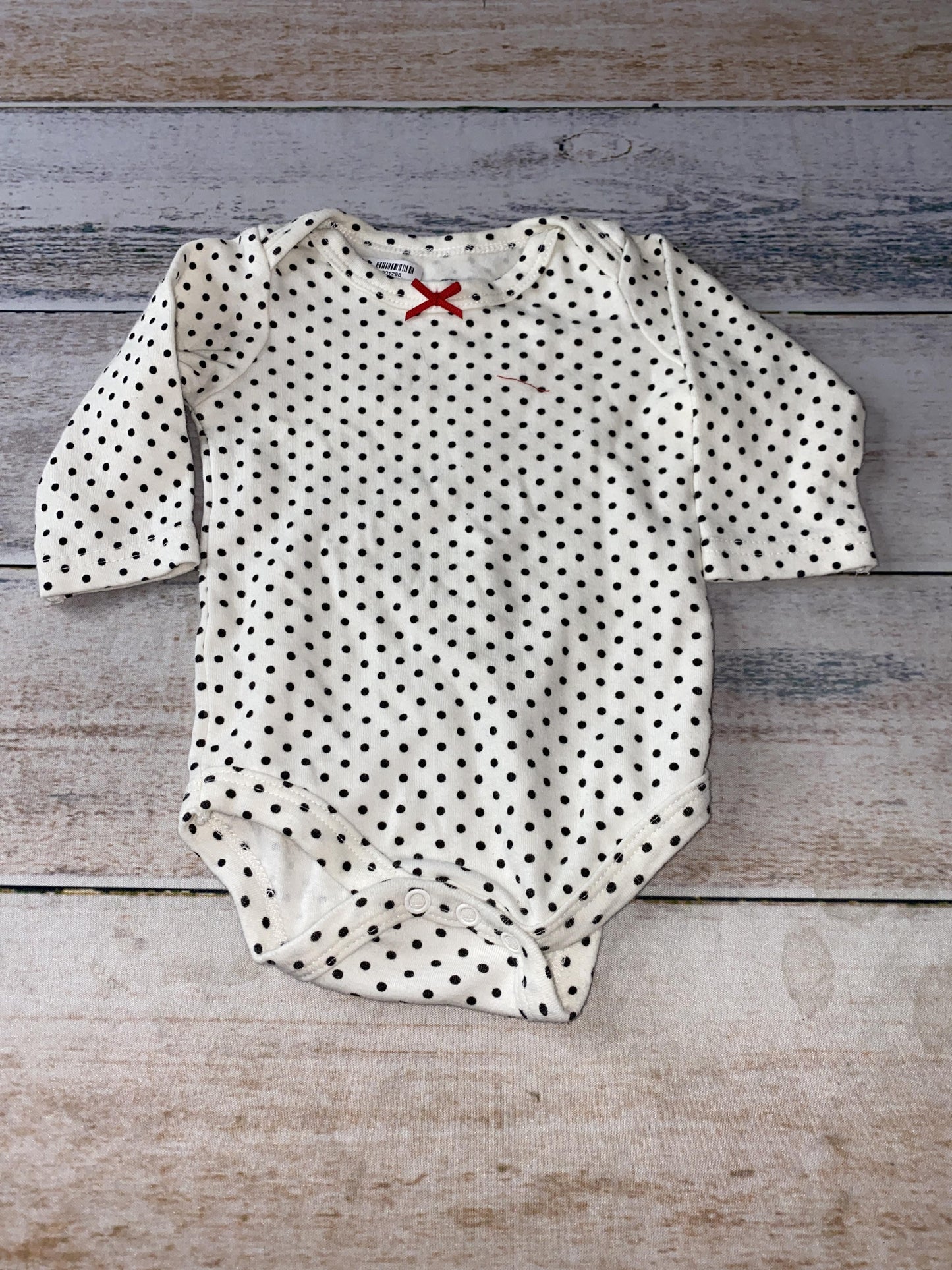 HB Girls White | Black | polka dot Onesie Size: 0-3 months White | Black | polka dot