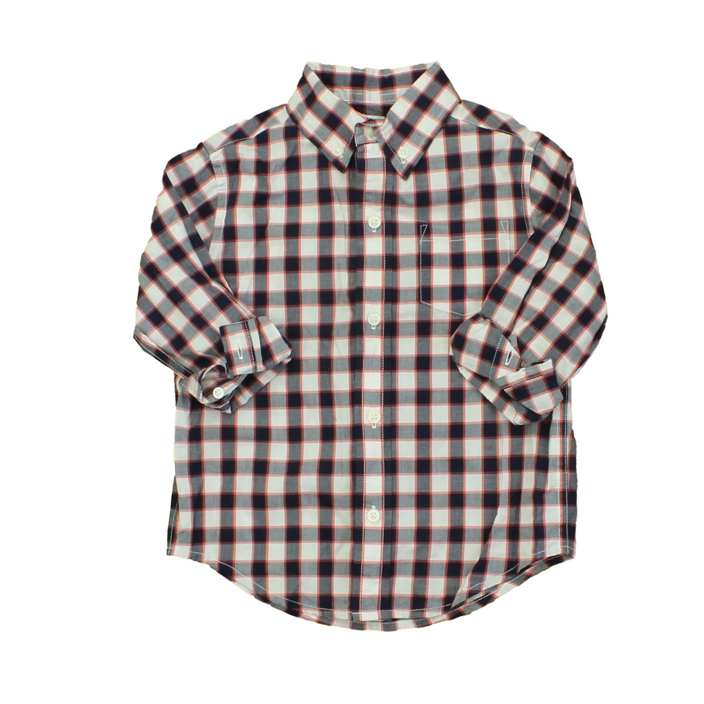 Janie and Jack Boys White | Black | Red | Checks Button Down Long Sleeve Size: 2T White | Black | Red | Checks