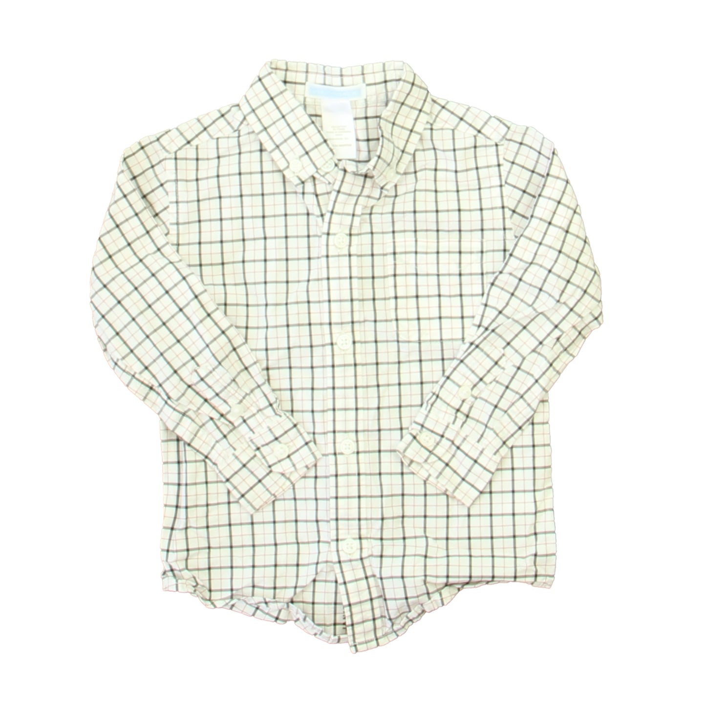 Janie and Jack Boys White | Black | Red Plaid Button Down Long Sleeve Size: 18-24 Months White | Black | Red Plaid