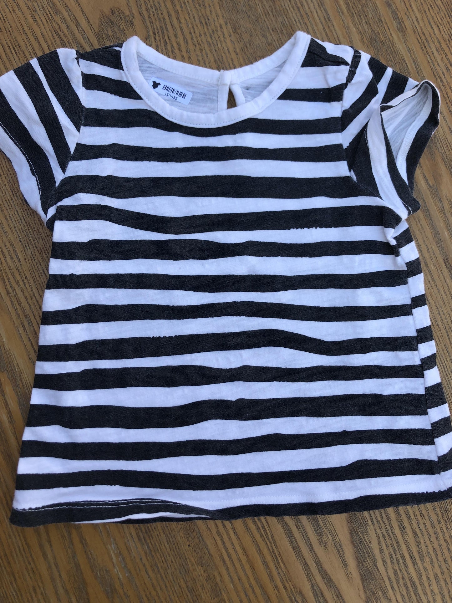 Little Starters Girls White | Black | Striped T-Shirt Size: 12-18 months White | Black | Striped