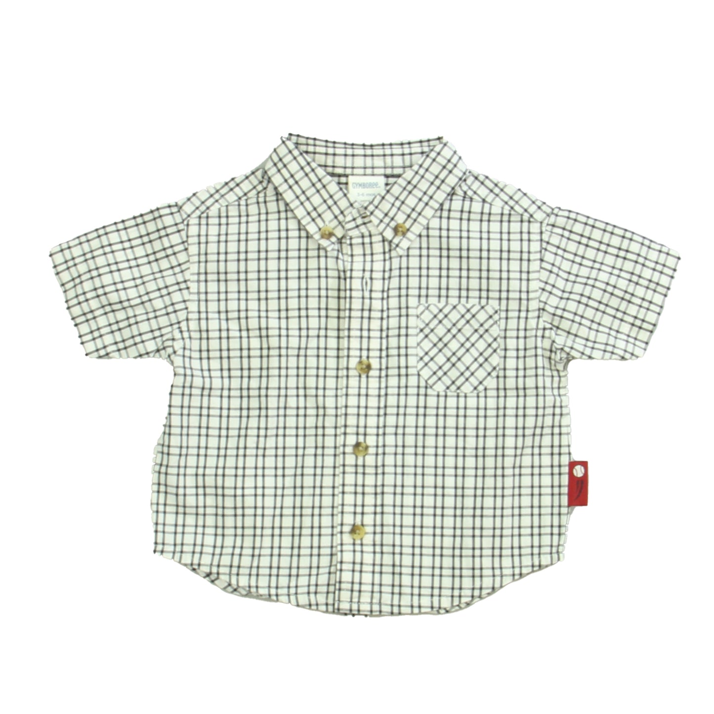 Gymboree Boys White | Black Button Down Short Sleeve Size: 3-6 Months White | Black