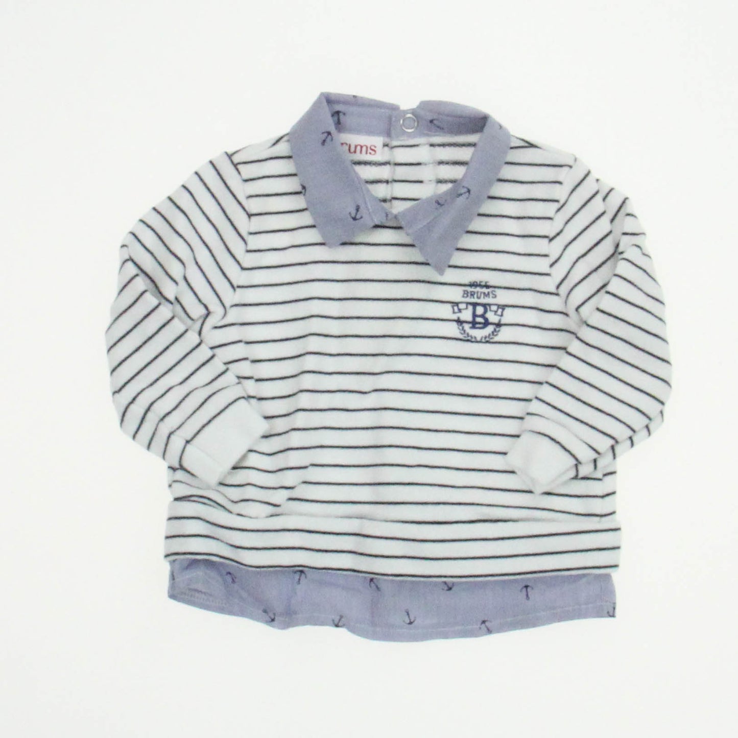 Brums Boys White | Blue | Anchors Shirt Size: 6 Months White | Blue | Anchors