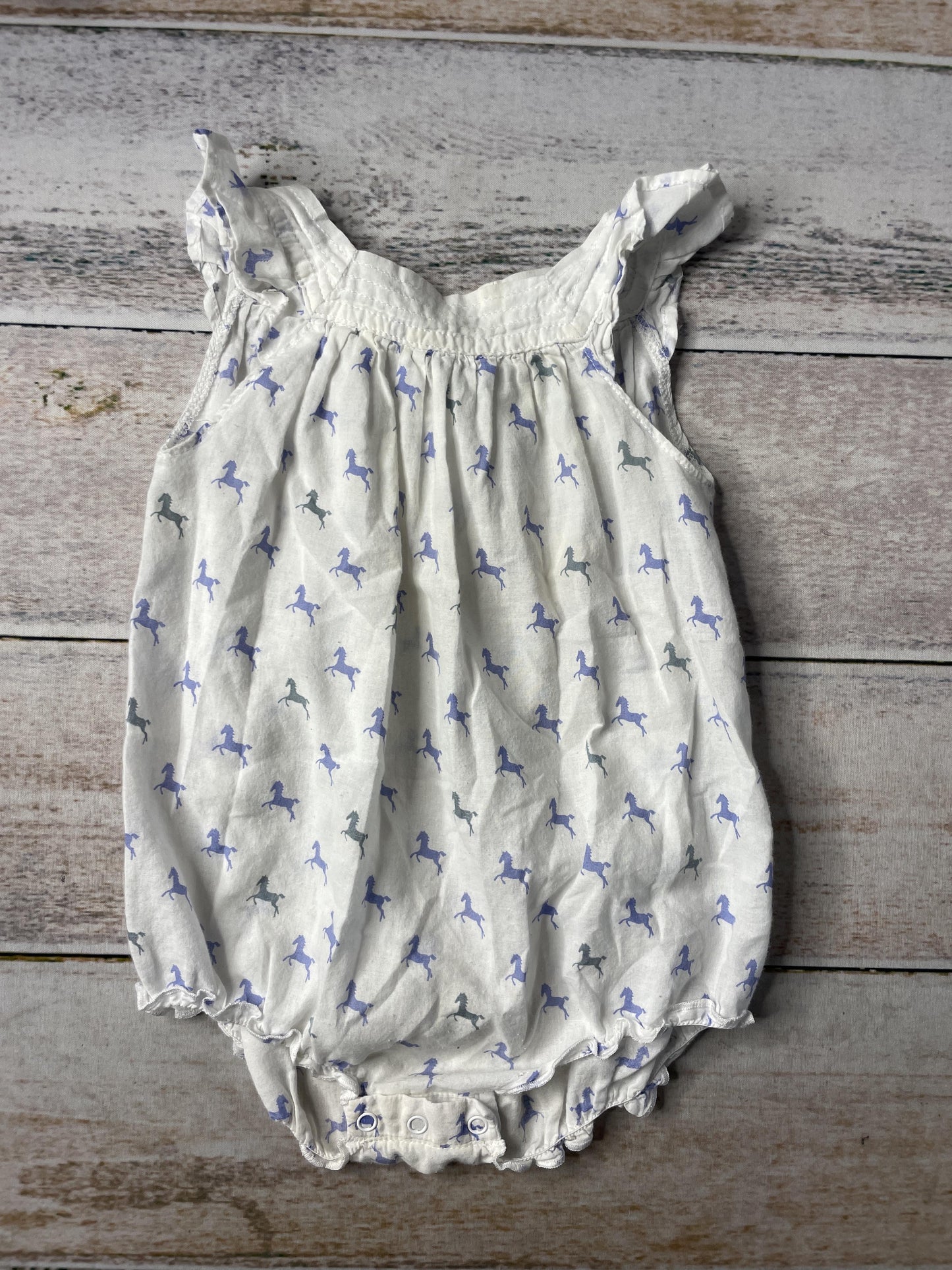 Feather Baby Girls White | Blue | animals Romper Size: 6-9 months White | Blue | animals