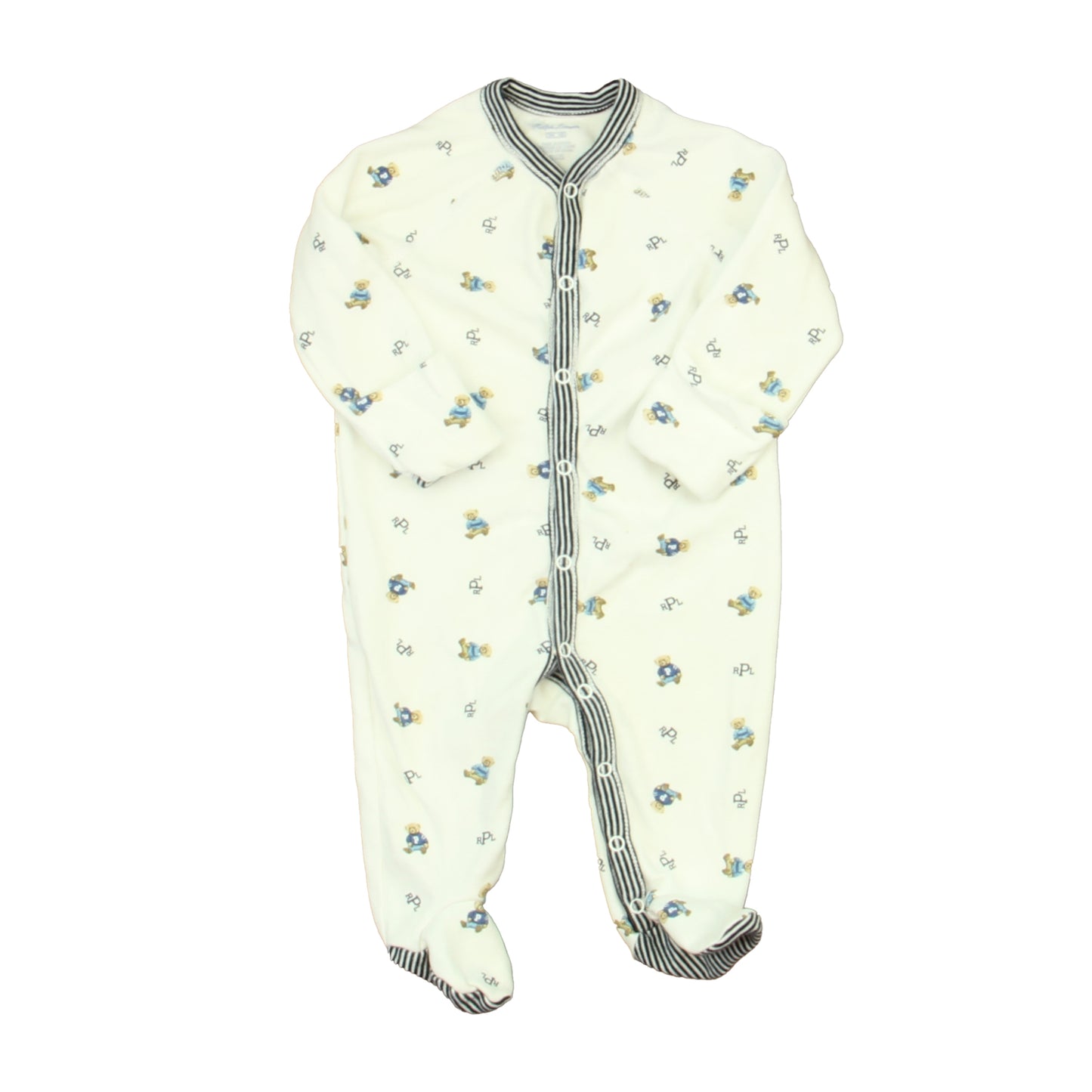 Ralph Lauren Boys White | Blue Bears Long Sleeve Outfit Size: 3 Months White | Blue Bears