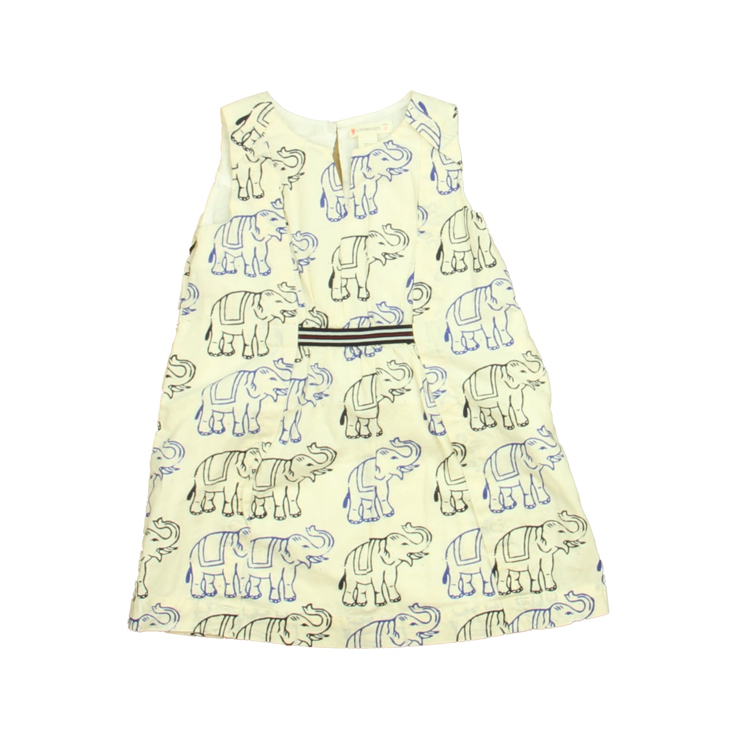 Crewcuts Girls White | Blue | Black Elephants Dress Size: 2T White | Blue | Black Elephants