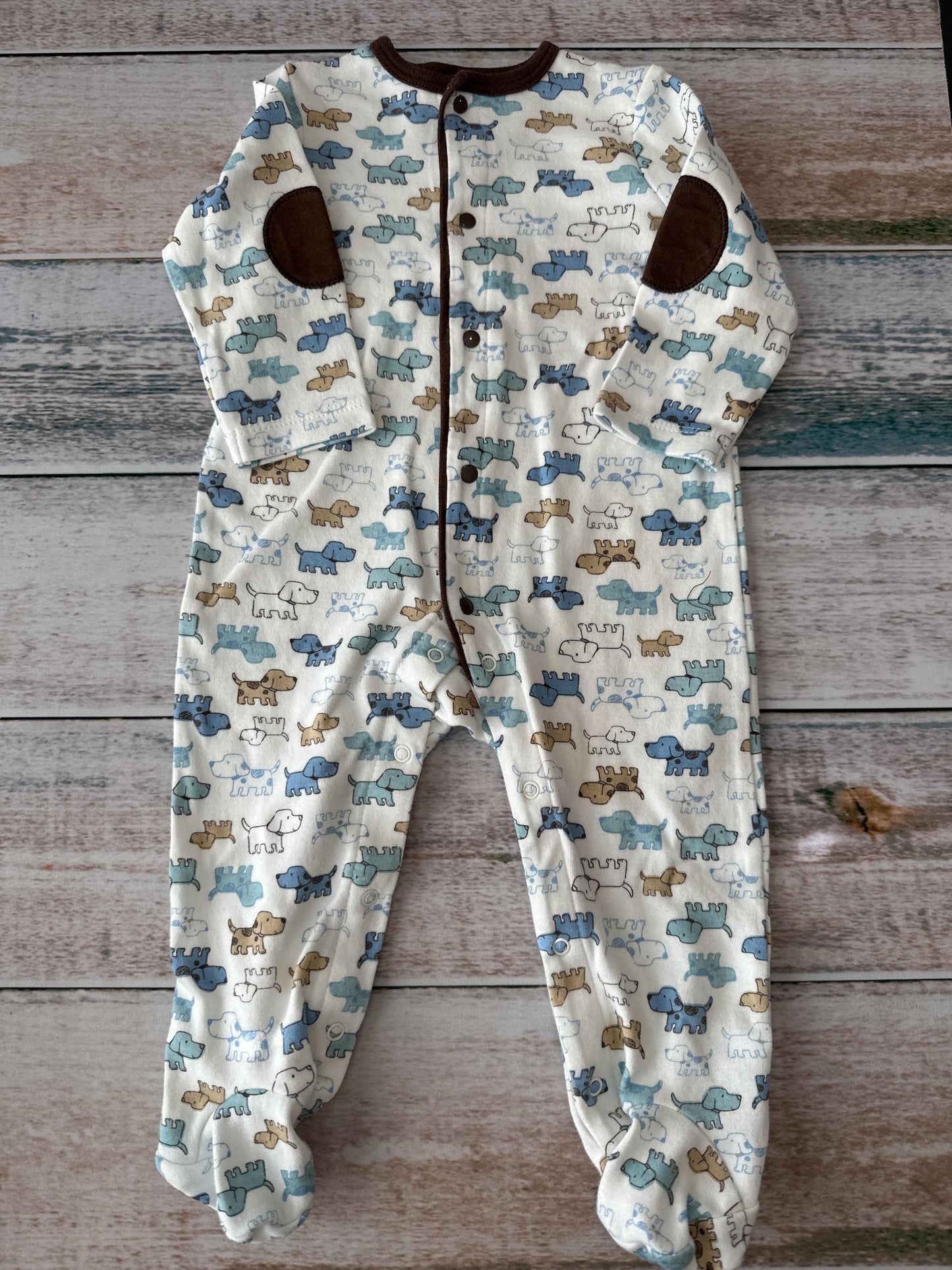 Little Me Boys White | Blue | Brown | Dogs Pajamas Size: 9 months White | Blue | Brown | Dogs