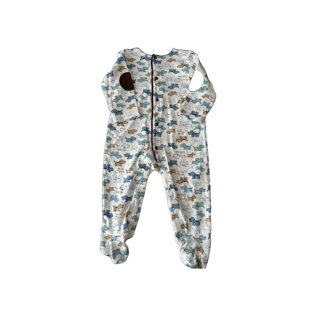 Little Me Boys White | Blue | Brown | Dogs Pajamas Size: 9 months White | Blue | Brown | Dogs