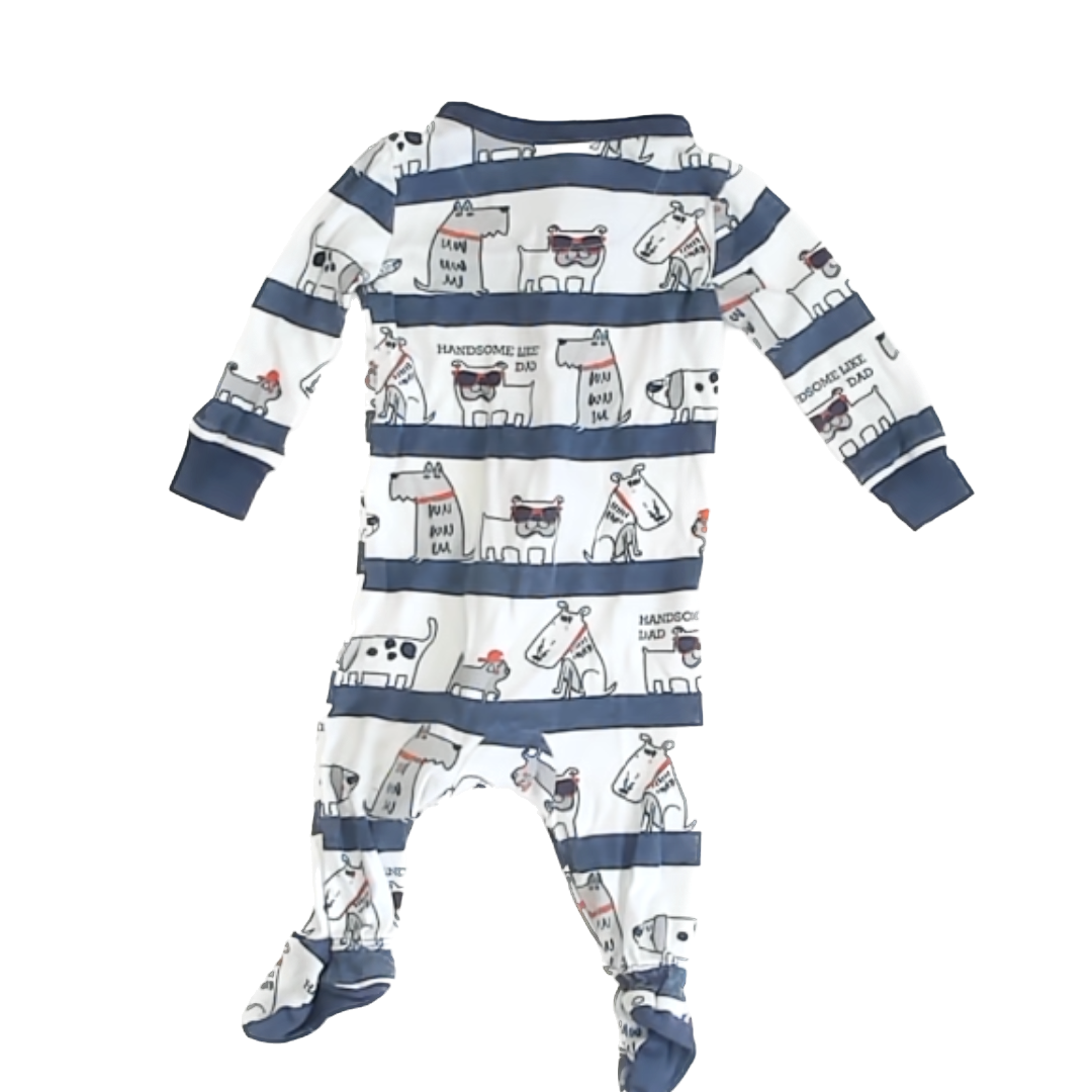 Children's Place Girls White | Blue | Dogs 1-piece Non-footed Pajamas Size: 0-3 Months White | Blue | Dogs