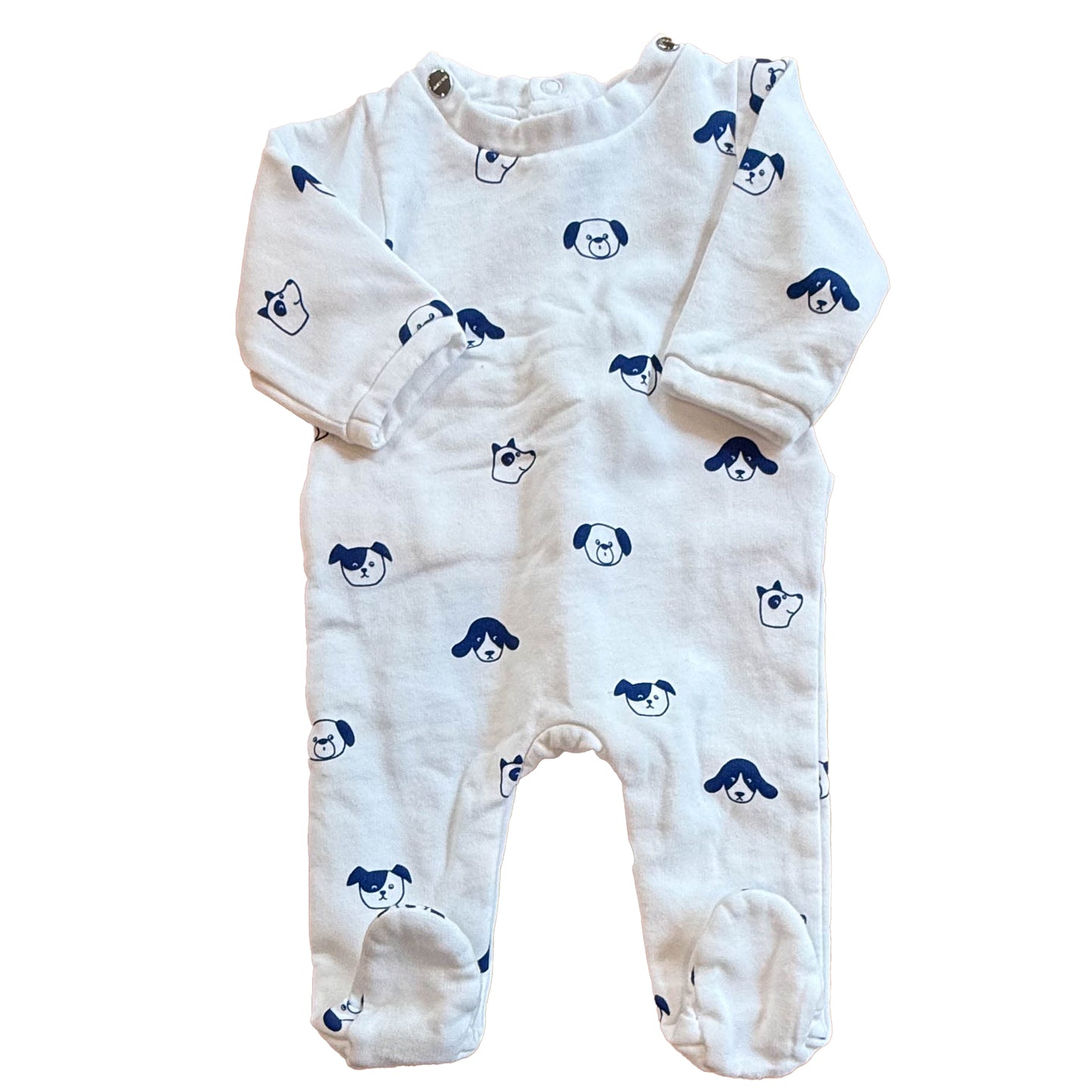 Jacadi Boys White | Blue Dogs Long Sleeve Outfit Size: 3 Months White | Blue Dogs