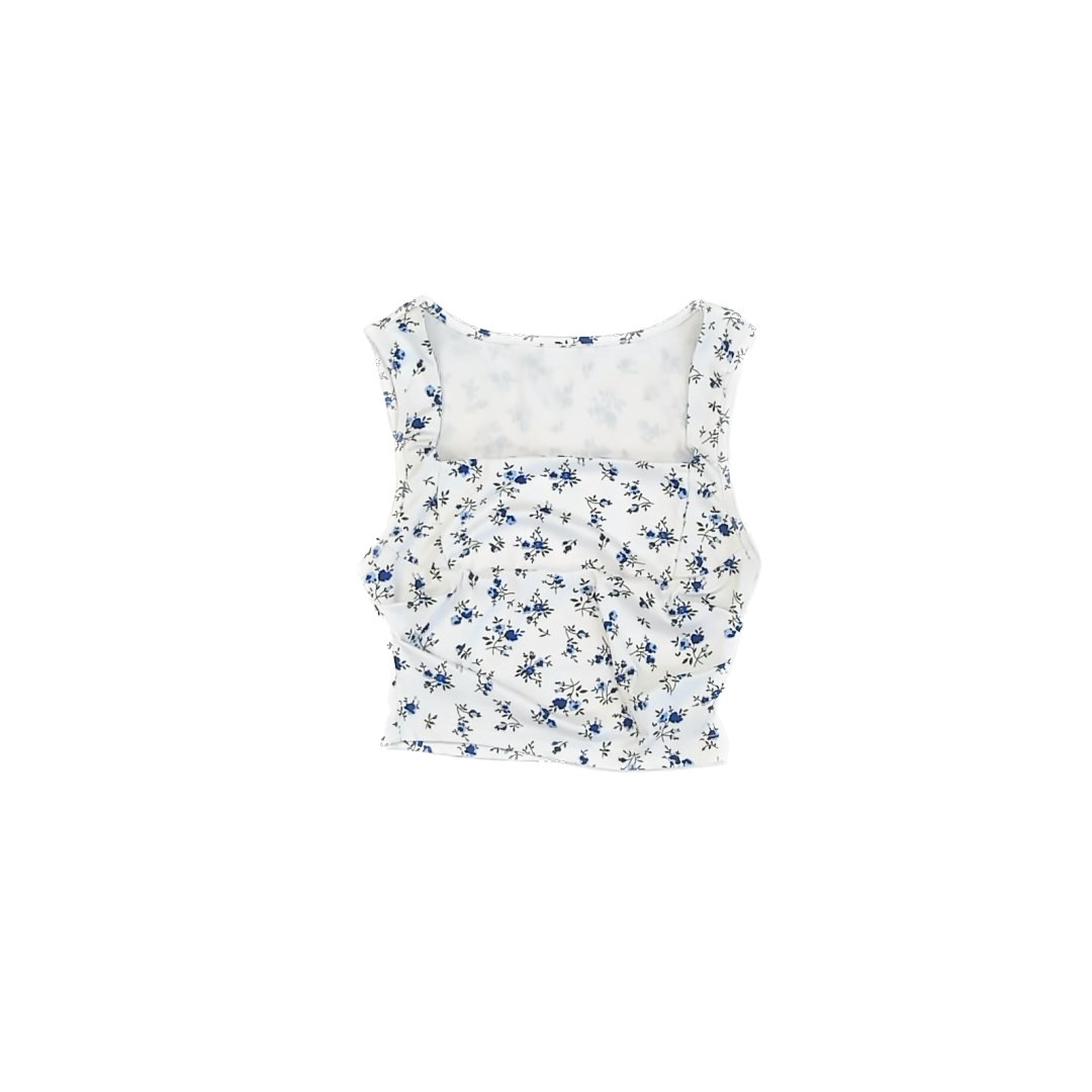Unknown Girls White | Blue Floral Tank Top Size: S* White | Blue Floral
