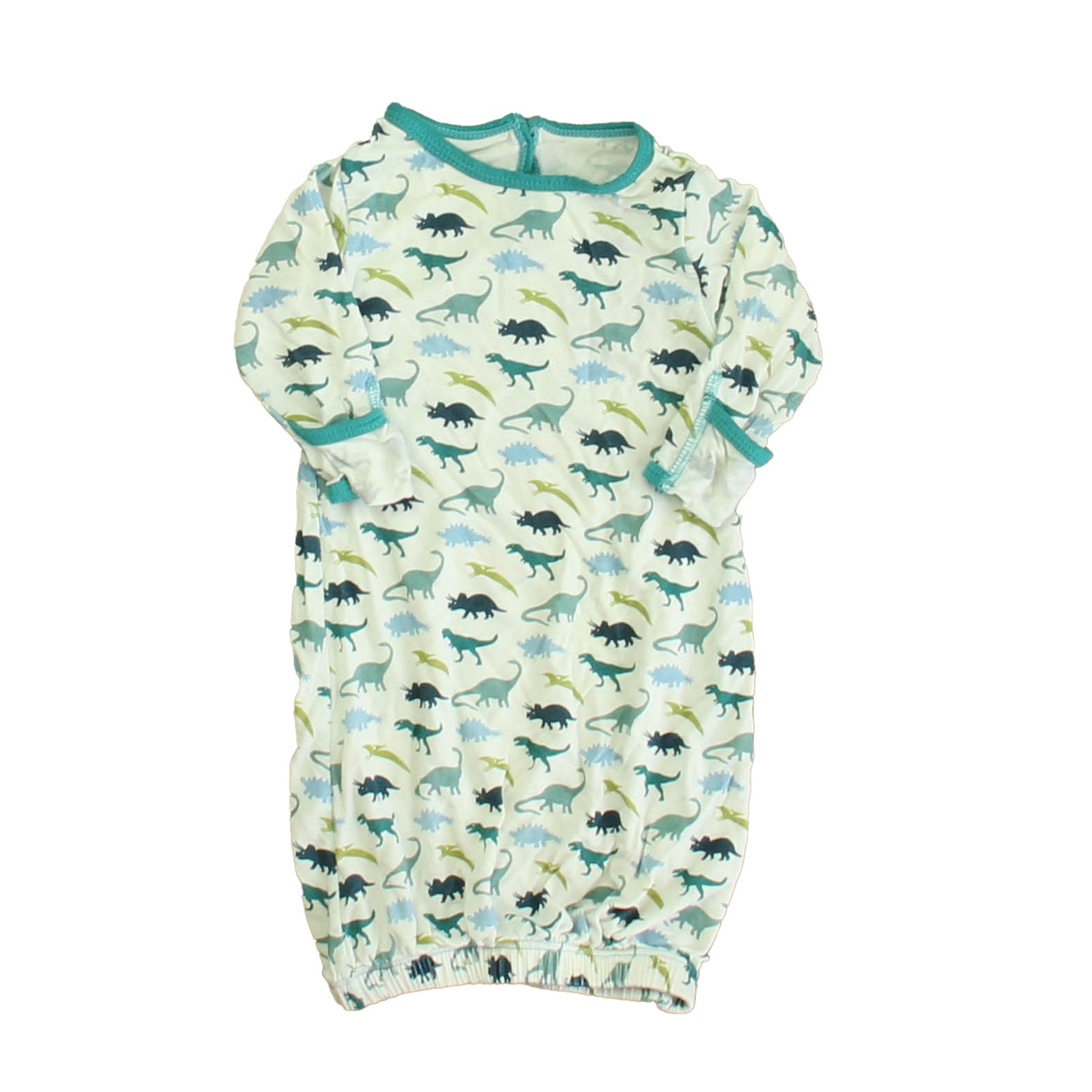 Kickee Pants Boys White | Blue | Green Dinosaurs Nightgown Size: Newborn White | Blue | Green Dinosaurs