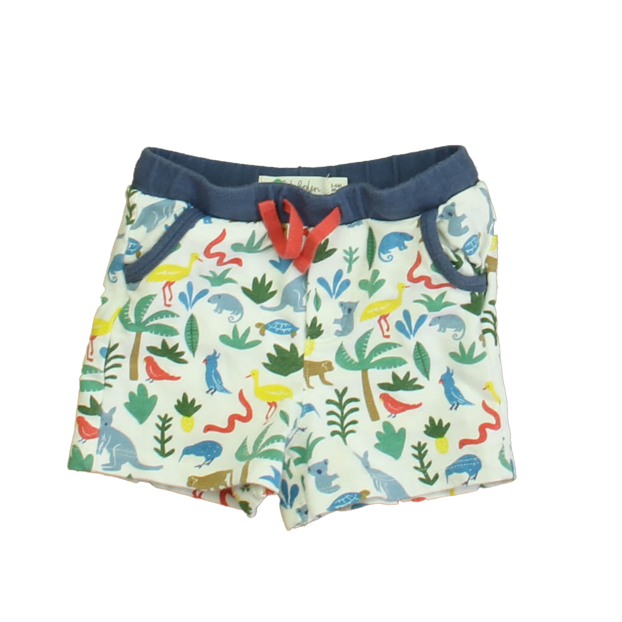 Boden Boys White | Blue Jungle Shorts Size: 3-6 Months White | Blue Jungle