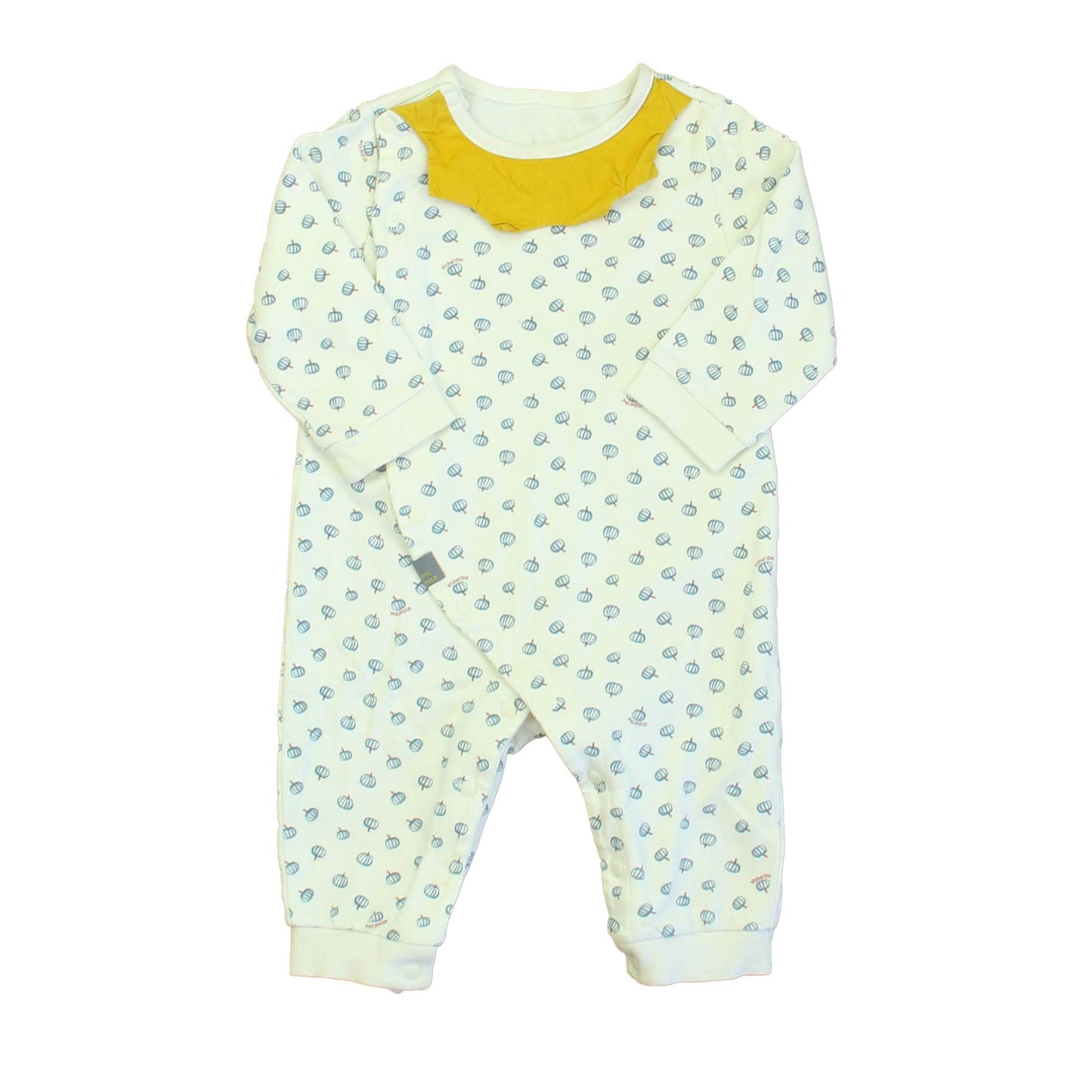 Moi Moln Boys White | Blue Pumpkins Long Sleeve Outfit Size: 3-6 Months White | Blue Pumpkins